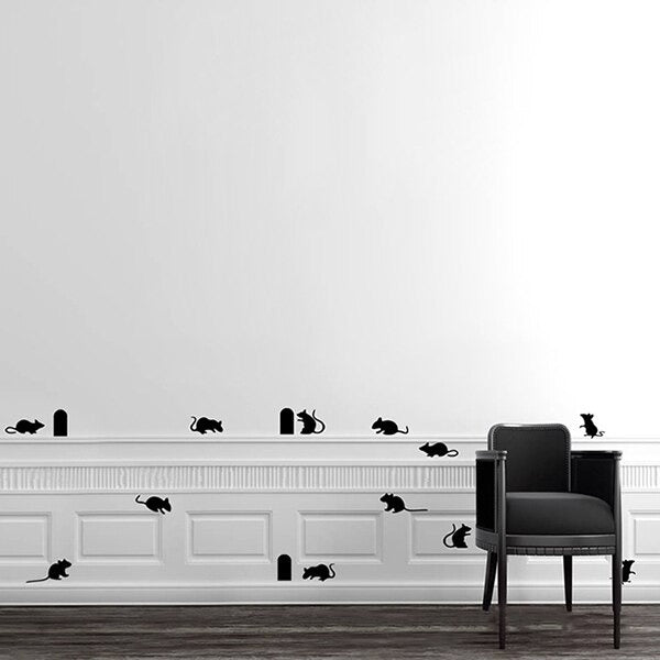 Agujero para ratón divertido pegatinas de pared orificio para ratas pegatinas de pared de dibujos animados dormitorio Sala ratones en el escenario pegatinas de pared size 30x60cm Nc1042