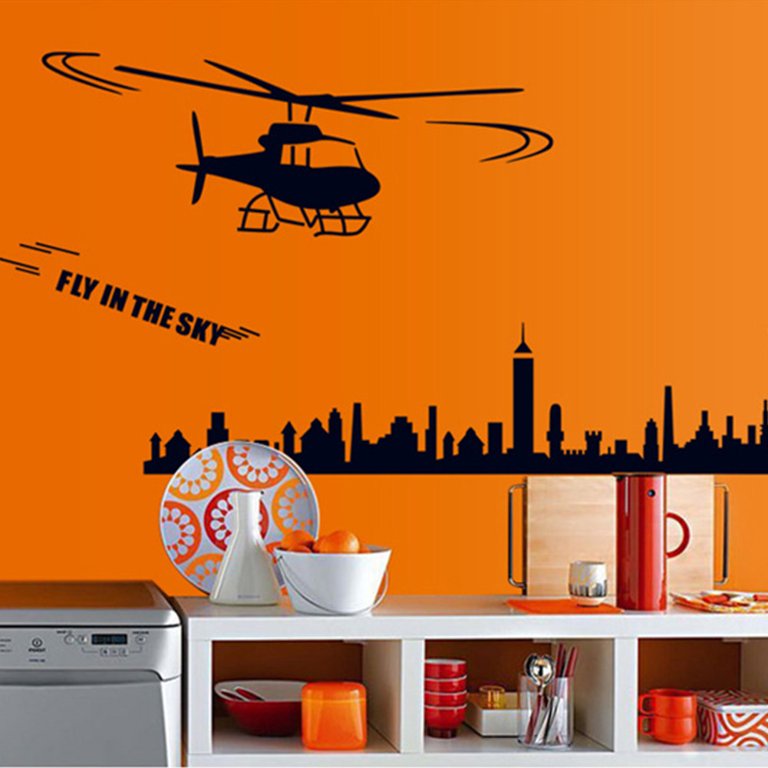 Cartoon airplane wall decal for bedroom, living room, TV background, home decor size 50x70 ay7071