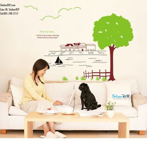 Wall Sticker Waterside Tree ay849