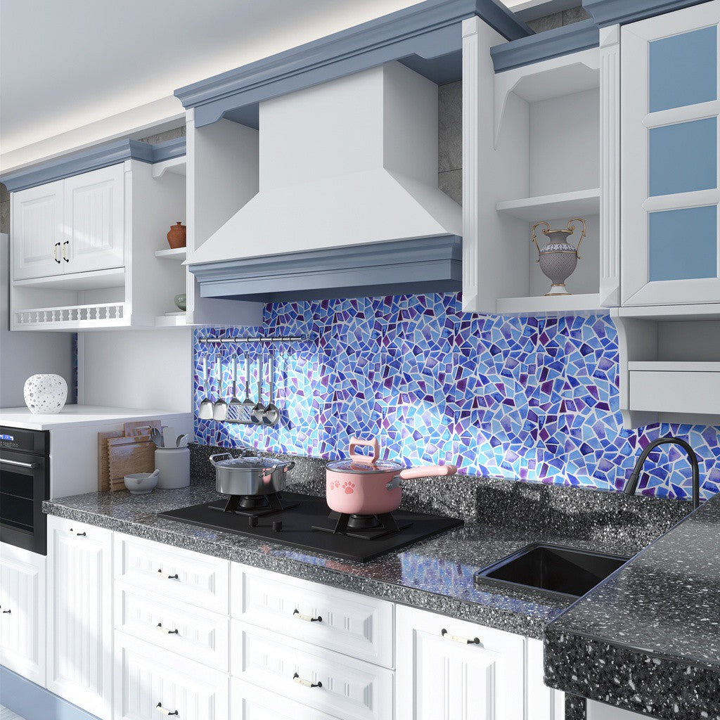 venicenight 6Pcs Mosaic Self Adhesive Bathroom Kitchen Decor Wall Tile Waterproof Sticker DIY Kitchen Bathroom Bathroom Simulation Wall Tile Waterproof Wallpaper, Peel and Stick Tile Backsplash Wall Tiles 8"x8" (6 Sheets) JM718 Kitchen Sticker