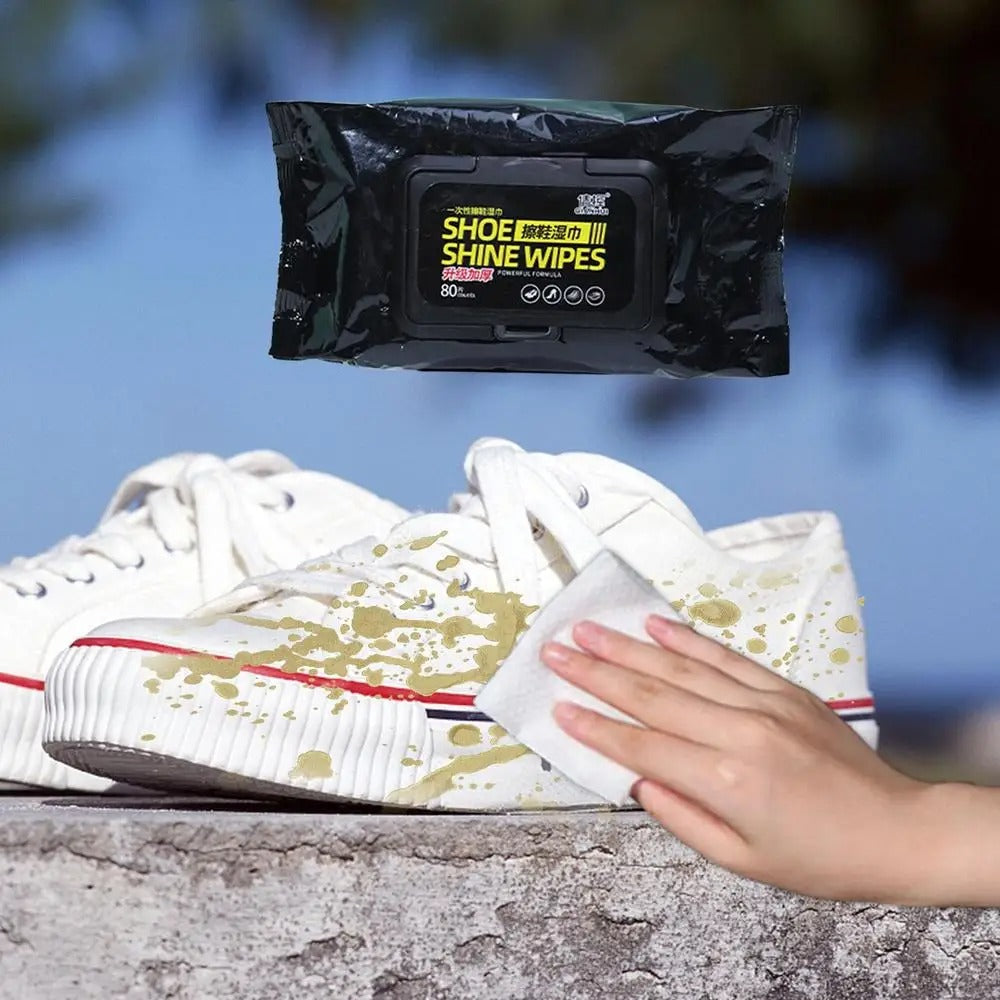 Shoe Wipes | 80 Pcs Instant Cleaner | Quick Dirt & Stain Removal | Shoe Cleaning Kit