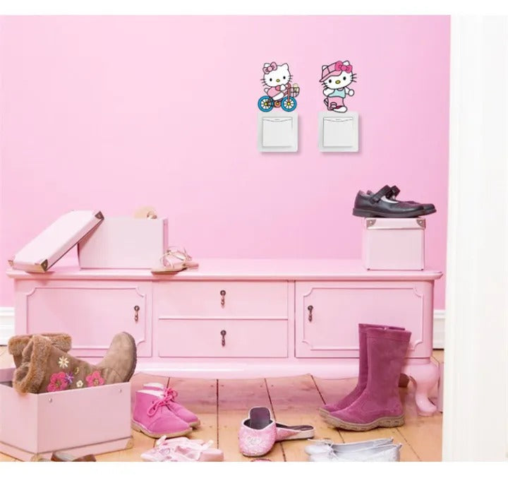 10pcs/set Hello Kitty Light Switch Stickers Wall Sticker Art Home Decor | Cute Hello Kitty Self Adhesive Light Switch Sticker size 30x45 kg3004