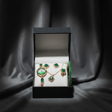 Chic Womens Digital Display Watch With Emerald Green Jewellery Stainless Steel Premium Quality For Daily Wear And Special Occasions