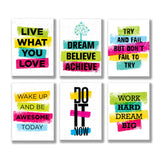 set of 6 Motivational sticky canvas frames for wall decore / sticky phototiles