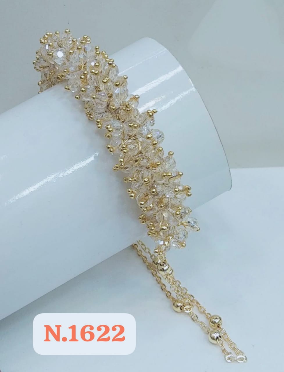 Adjustable New Design Gold Plated Stainless Steel Handcrafted Crystal Beaded StrandBracelet Women's Gifts