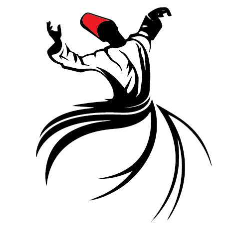 white and black Dervish dance illustration, Islamic art Calligraphy Sufi whirling Dervish, meditation Art Board Print