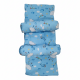 Sleep Support Set – Soft Cotton Quilted Mattress with Dual Side-Positioning Bolster Pillows | Sky Blue Cloud & Aviation Theme