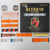 Ultra 10 Smart Watch | 10 in 1 Straps+Jelly Case | BT Calling | Super HD Display 49mm | Multi color straps & wireless charging (Random color)