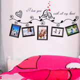 Angoily Photo Frame Wall Sticker with Heart Birds Removable PVC Decal for Living Room Bedroom Glass Window and Sofa Decor size 45x60 ay640b