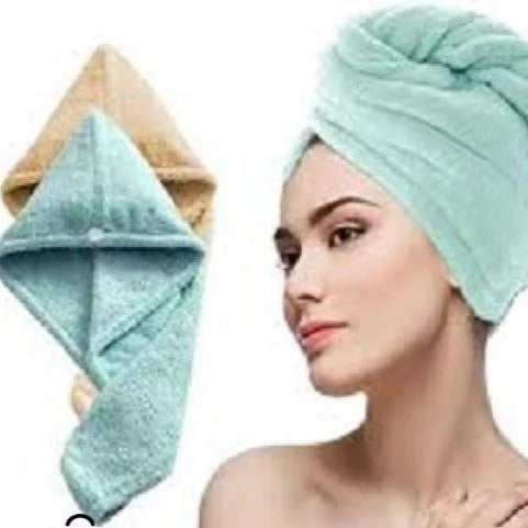 Quick Dry Towel Hair Drying Terry Hat Quick Dryer Water Absorbent Shower Turban Fast Magic Hair Wrap with Button Wrapped Bath Cap Facial Salon Face Wash Towels
