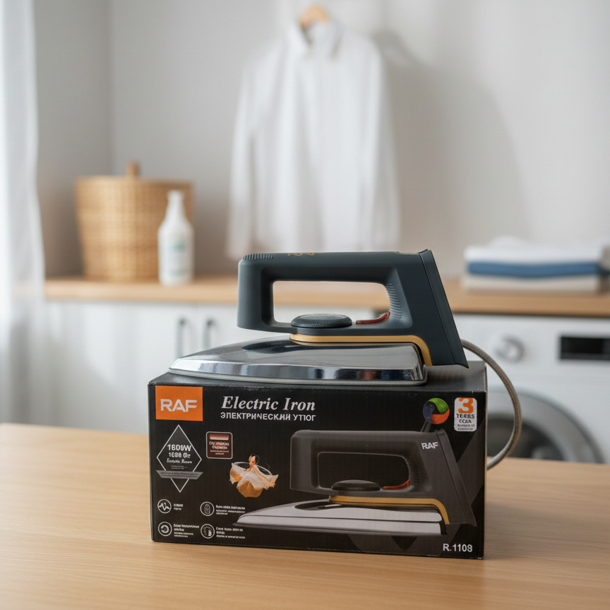 RAF Electric Iron R.1108 – Professional Dry Iron with Non?Stick Soleplate