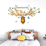 Butterfly Deer with Wall decoration stickers room wallpaper bedroom nursery kids room Home decoration Wall Stickers size 60x90 sk9331 Wall Decor Sticker