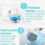 Fast Water Boiling 600 Ml Portable Kettle Travel Kettle Foods Boils Quickly Silicone Small Collapsible Foldable Electric Sports Bottle (Random Color)