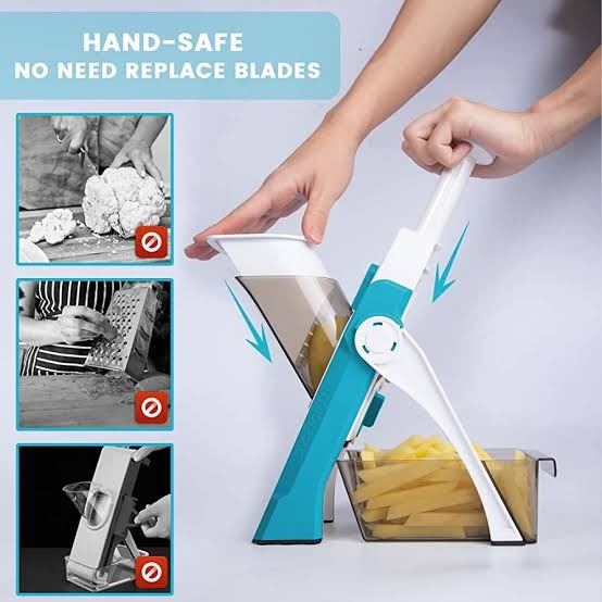 Mandoline Slicer | Safe Adjustable Vegetable Cutter | Multi?Purpose Kitchen Chopper & Manual Grater ( Random Colour )