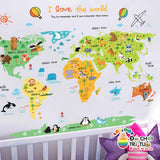 Stiker Dinding Map Animal acb1049 Wall Sticker Wallpaper