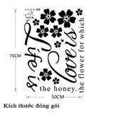 Decorative Decals with English Letters and Floral Patterns size 50x70 dlx7202