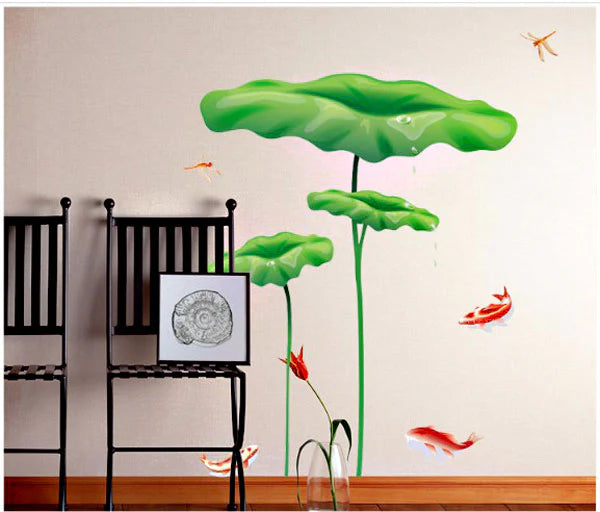 Lotus Leaf and Fish Decorative Decal size (60x90) ay998