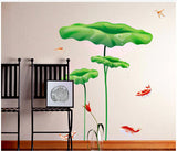 Lotus Leaf and Fish Decorative Decal size (60x90) ay998