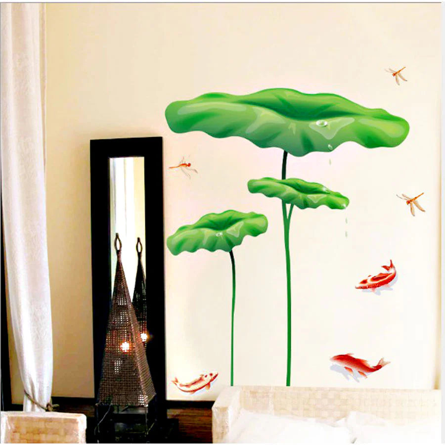 Lotus Leaf and Fish Decorative Decal size (60x90) ay998