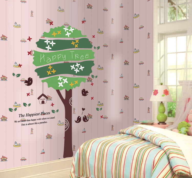 Wallstick " Green Happy Tree " wallsticker DM570090