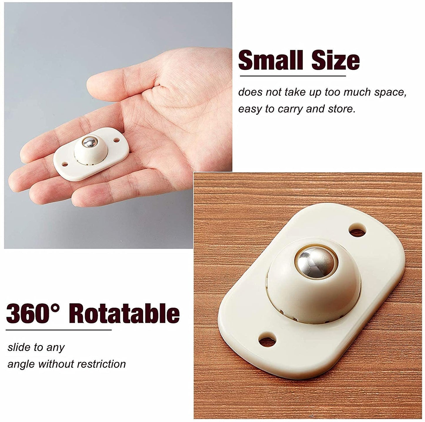 Mini Furniture Mover Wheels | Set of 4 | 360° Rotation | Stainless Steel KS | For Furniture & Storage