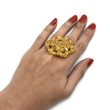 Skyrim Elegant Clear Zircon Flower of Life Finger Rings Women Girl Stainless Steel Golden Ring fgfrgdf1v-1