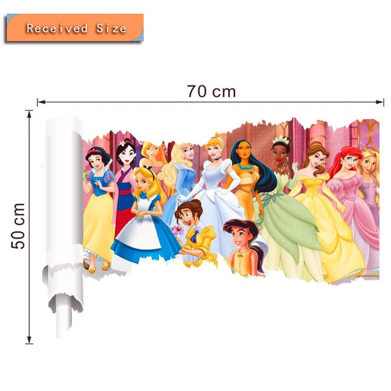 Disney Princess wall stickers 3D effect. size 50x70  ncs14166