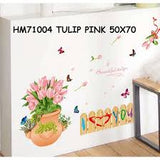HM71004 Jaamso Royals Multicolor Vinyl Tulip Fence Butterfly Design Decorative Wall Sticker