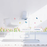 Am7039 MEYA flower wall line PVC decal for corridor wall waistline, living room sofa background deco