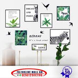 HEUREKA Green Plant with Zebra Design Peel and Stick Self Adhesive Wall Sticker (60 CM X 90 CM)
