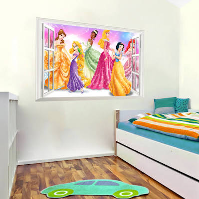 Cartoon Disney Lovely Snow White Cinderella Aurora Princess Wall Stickers For Kids Room Home Decoration 3d Wallpaper Living Room size 50x70 ncs14168