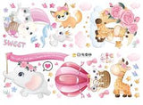 HM71009 Wall Stickers Baby Kids Room Bedroom Background Home Decor Nursery Decals Decoration Cute Animals Sticker
