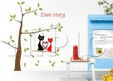Vinyl wall decal for the bedroom: Love story cat  size50x70 dm570053
