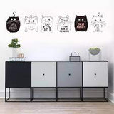 Cute Cat Wall Stickers Fashion Home Decor 6 Pcs Cats Black White Cats Wallpapers DIY Kids Room Decoration jm7338