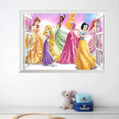 Cartoon Disney Lovely Snow White Cinderella Aurora Princess Wall Stickers For Kids Room Home Decoration 3d Wallpaper Living Room size 50x70 ncs14168