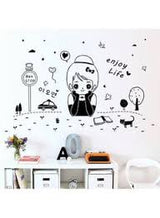 【IKE】DIY Cartoon ly Cute Girl Vinyl Wall Sticker Enjoy Life Quotes Home Decal Kids Baby Rooms Decoration Wall Art Murals size 50x70 xls7098