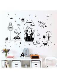 【IKE】DIY Cartoon ly Cute Girl Vinyl Wall Sticker Enjoy Life Quotes Home Decal Kids Baby Rooms Decoration Wall Art Murals size 50x70 xls7098
