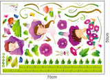 OneHouse Morning Glory Purple Flowers Little Children Measurement Growth Chart (60-180cm) Wall Sticker for Kids Room
