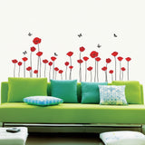 Rote Mohnblumen-Blumen-Niederlassung Blumen Wandtattoo Aufkleber Abziehbilder Wohnkultur Stilvolle moderne Blumen Living Schlafzimmer Dekoration Küche well sticker  size 20x40 cm  Tc976