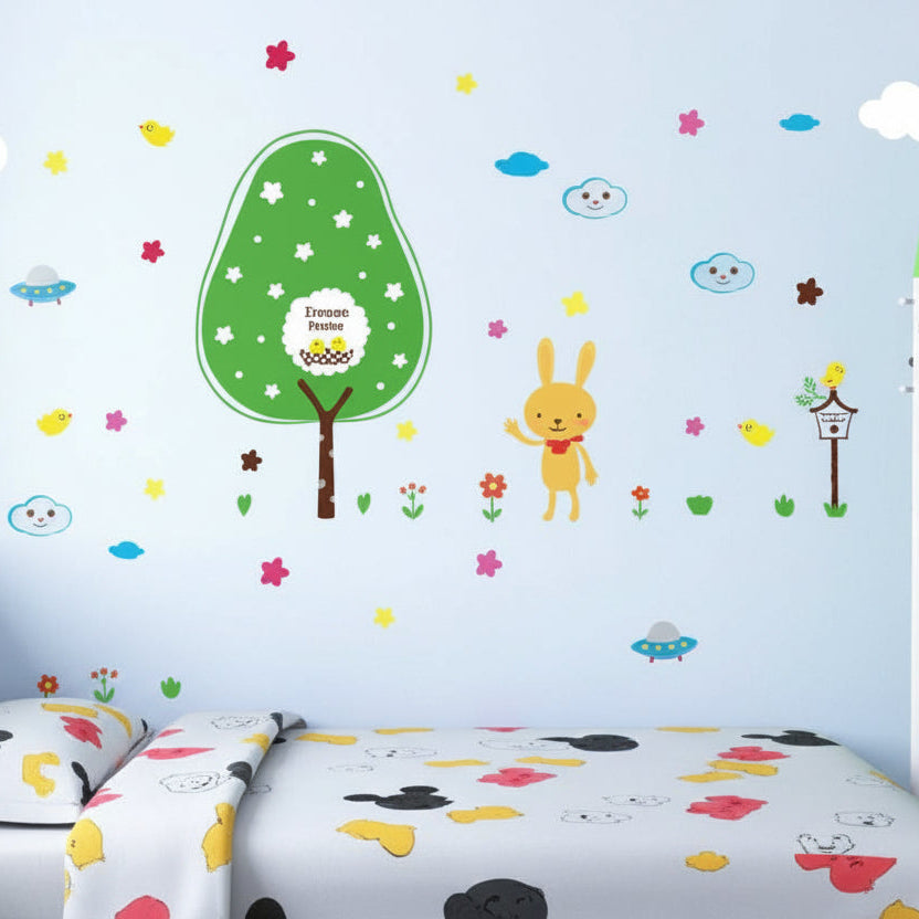 Wall sticker featuring a little bunny on a happy day size 50x70cm lm7023