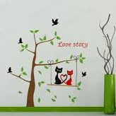 Vinyl wall decal for the bedroom: Love story cat  size50x70 dm570053