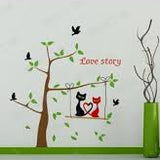 Vinyl wall decal for the bedroom: Love story cat  size50x70 dm570053