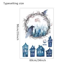 JM7360 Halloween Ghost Bird Creative Decoration Background Wall Sticker - Multi-A