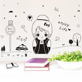 【IKE】DIY Cartoon ly Cute Girl Vinyl Wall Sticker Enjoy Life Quotes Home Decal Kids Baby Rooms Decoration Wall Art Murals size 50x70 xls7098