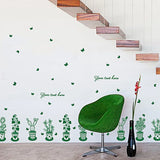 Sks6022Potted Plants Wall Stickers Office Door Window Home Living Room Decor Removable Vinyl Wall Decals Art Murals Wallpapers