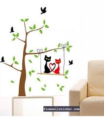Vinyl wall decal for the bedroom: Love story cat  size50x70 dm570053