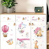 HM71009 Wall Stickers Baby Kids Room Bedroom Background Home Decor Nursery Decals Decoration Cute Animals Sticker