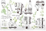 Bottle Plant Print Kitchen Restaurant Removable Wall Sticker  Brown Green Ay7254
