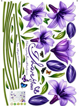 SK9122B PURPLE BIG TULIP WALL WALLSTICKER WALL STICKER WALL STICKER TRANSPARENT DECORATION 60x90 Wall Decor Sticker
