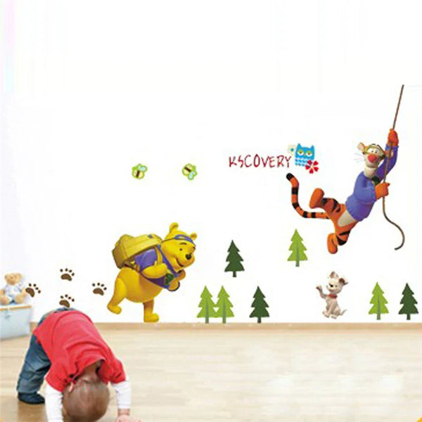 Ay711 Winnie The Pooh Bear Tiger Wall Sticker For Kids Room Home Decoration Cartoon Mural Art Animals Pvc Wall Decal Anime Poster